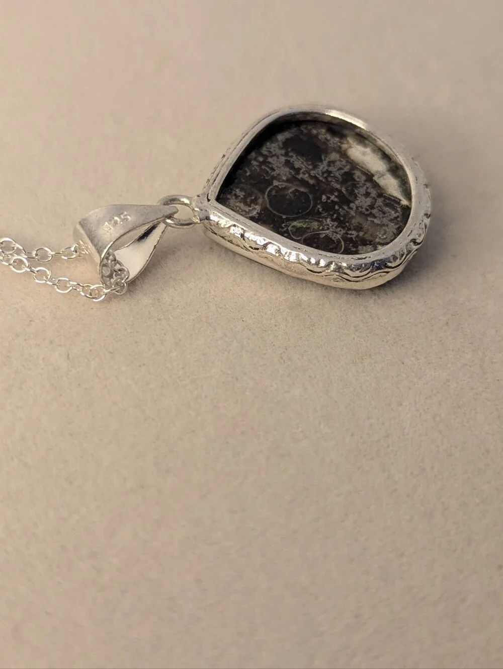 Turritella Fossil Agate Sterling Silver Pendant P052926-03